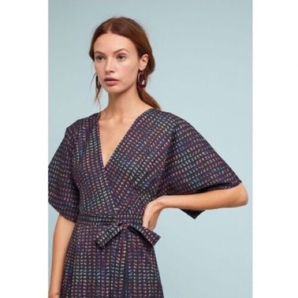ANTHROPOLOGIE HUTCH Arrowhead Dress Wrap Front Dolman Kimono Sleeve Maxi SP - Picture 7 of 9